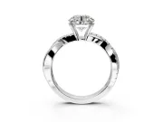Crossover Engagement Ring Setting for Round Cut Center with Pave and Plain Strands and Prong Head in Sterling Silver