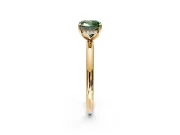 Hidden Halo Engagement Ring Setting for Fancy Green Cushion Cut Center with Thin Rounded Band and Prong Head in Yellow Gold