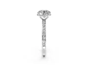 Hidden Halo Engagement Ring Setting for Round Cut Center with Pave Band and Prong Head in Platinum