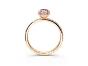 Hidden Halo Engagement Ring Setting for Fancy Pink Marquise Center with Pave Band and Prong Head in Rose Gold