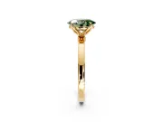 Solitaire Engagement Ring Setting for Fancy Green Oval Center with Thin Rounded Plain Band and Prong Head in Yellow Gold