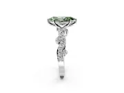 Solitaire Engagement Ring Setting for Fancy Green Marquise Center with Bar-Station Pave Twist and Prong Head in Sterling Silver