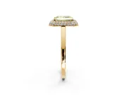Halo Engagement Ring Setting for Fancy Yellow Radiant Cut Center with Plain Tapered Band and Prong Head in Yellow Gold