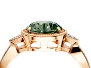 Cluster Engagement Ring Setting for Fancy Green Round Cut Center with Milgrain Shoulder Clusters and Prong Head in Rose Gold