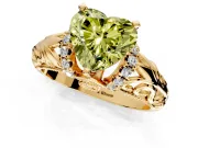 Solitaire Engagement Ring Setting for Fancy Yellow Heart-Shaped Center with Filigree Accent Basket and Prong Head in Yellow Gold