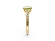 Solitaire Engagement Ring Setting for Fancy Yellow Princess Cut Center with Trailing Leaf Accent Band and Prong Head in Yellow Gold