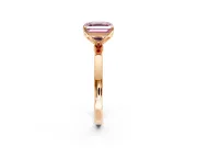 Solitaire Engagement Ring Setting for Fancy Pink Asscher Cut Center with Thin Rounded Plain Band and Prong Head in Rose Gold
