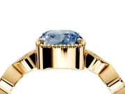 Vintage Station Engagement Ring Setting for Fancy Blue Cushion Cut Center with Accents and Prong Head in Yellow Gold