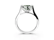Single Halo Engagement Ring Setting for Fancy Green Heart-Shaped Center with Corner Claws, Plain Band and Prong Head in Sterling Silver
