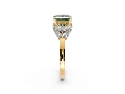 Leaf Cluster Engagement Ring Setting for Fancy Green Princess Cut Center with Marquise Accents and Prong Head in Yellow Gold