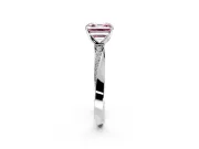 Side Accent Engagement Ring Setting for Fancy Pink Asscher Cut Center with Accent Shoulders and Prong Head in Platinum