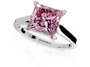 Solitaire Engagement Ring Setting for Fancy Pink Princess Cut Center with Tapered Shoulders and Prong Head in Platinum