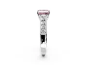 Solitaire Engagement Ring Setting for Fancy Pink Princess Cut Center with Cathedral Channel Band and Prong Head in White Gold