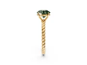 Solitaire Engagement Ring Setting for Fancy Green Round Cut Center with Plain Twisted Rope Band and Prong Head in Yellow Gold