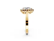 Starburst Halo Engagement Ring Setting for Pear-Shaped Center with Flat Cathedral Band and Prong Head in Yellow Gold
