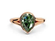 Solitaire Engagement Ring Setting for Fancy Green Pear-Shaped Center with V Split Shank and Bezel Head in Rose Gold