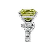 Solitaire Engagement Ring Setting for Fancy Yellow Asscher Cut Center with Crossover Accents and Prong Head in Sterling Silver