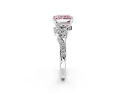 Solitaire Engagement Ring Setting for Fancy Pink Radiant Cut Center with Marquise Accent Twist Band and Prong Head in Platinum