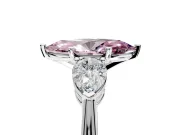 3 Stone Engagement Ring Setting for Fancy Pink Marquise Center with Large Pear-Shaped Accents and Prong Head in Platinum