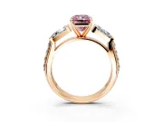 Channel-Set Engagement Ring Setting for Fancy Pink Radiant Cut Center with Baguette Band and Prong Head in Rose Gold