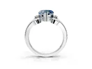 Solitaire Engagement Ring Setting for Fancy Blue Heart-Shaped Center with Twisted Band and Scroll Prong Head in Platinum