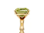 Solitaire Engagement Ring Setting for Fancy Yellow Asscher Cut Center with Bamboo Band and Prong Head in Yellow Gold