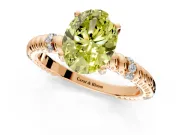 Rope Engagement Ring Setting for Fancy Yellow Oval Center with Accent Shoulders and Prong Head in Rose Gold