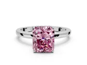 Solitaire Engagement Ring Setting for Fancy Pink Radiant Cut Center with Fine Wire Band and Prong Head in Platinum