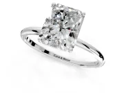 Solitaire Engagement Ring Setting for Radiant Cut Center with Straight Thin Band and Prong Head in Sterling Silver