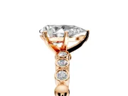 Solitaire Engagement Ring Setting for Pear-Shaped Center with Bezel-Dot Beaded Band and Prong Head in Rose Gold