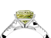 Solitaire Engagement Ring Setting for Fancy Yellow Princess Cut Center with Twisted Pave Split Shank and Prong Head in Platinum