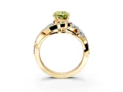 Halo Engagement Ring Setting for Fancy Yellow Radiant Cut Center with Marquise and Pave Bypass Band and Prong Head in Yellow Gold