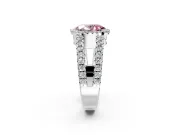 Halo Engagement Ring Setting for Fancy Pink Oval Center with Wide-Open Pave Split Shank and Prong Head in Sterling Silver