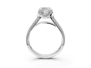 Solitaire Engagement Ring Setting for Cushion Cut Center with Accented Split Shank and Prong Head in Platinum