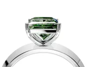 Solitaire Engagement Ring Setting for Fancy Green Princess Cut Center with Wide Knife Ridge Band and Prong Head in Sterling Silver