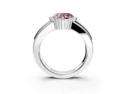 Halo Engagement Ring Setting for Fancy Pink Heart-Shaped Center with Wide Band, Inlaid Accent Row and Prong Head in Sterling Silver