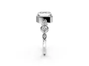 Vintage Station Engagement Ring Setting for Asscher Cut Center with Accents and Prong Head in Platinum