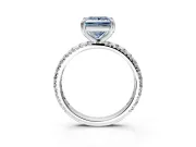 Solitaire Engagement Ring Setting for Fancy Blue Princess Cut Center with Shared-Prong Accents and Prong Head in Platinum