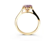 Solitaire Engagement Ring Setting for Fancy Pink Heart-Shaped Center with Tapered Shoulders and Prong Head in Yellow Gold
