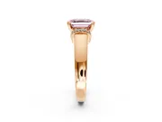 Solitaire Engagement Ring Setting for Fancy Pink Asscher Cut Center with Wide Band, Pave Collar and Prong Head in Rose Gold