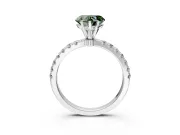 Open Basket Engagement Ring Setting for Fancy Green Heart-Shaped Center with Pave Band and Prong Head in Platinum
