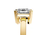 Solitaire Engagement Ring Setting for Asscher Cut Center with Plain Band and Flat Tab Prong Head in Yellow Gold