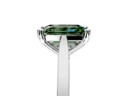 Solitaire Engagement Ring Setting for Fancy Green Emerald Cut Center with Tapered Shoulders and Prong Head in Sterling Silver