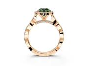 Halo Engagement Ring Setting for Fancy Green Round Cut Center with Twist Band and Prong Head in Rose Gold
