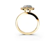 Halo Engagement Ring Setting for Heart-Shaped Center with Thin Plain Band and Prong Head in Yellow Gold