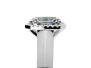 Halo Engagement Ring Setting for Emerald Cut Center with Knife Ridge Cathedral Band and Prong Head in Platinum
