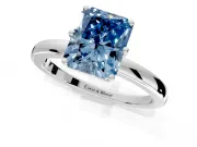 Solitaire Engagement Ring Setting for Fancy Blue Radiant Cut Center with Plain Band and Tulip Prong Head in Sterling Silver