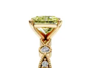 Solitaire Engagement Ring Setting for Fancy Yellow Radiant Cut Center with Milgrain Bezel Accents and Prong Head in Yellow Gold