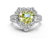 Halo Engagement Ring Setting for Fancy Yellow Heart-Shaped Center with Two-Strand Split Shank and Prong Head in Sterling Silver