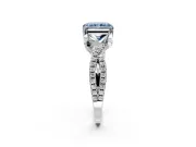 Solitaire Engagement Ring Setting for Fancy Blue Radiant Cut Center with Narrow Twist Pave Band and Prong Head in Platinum